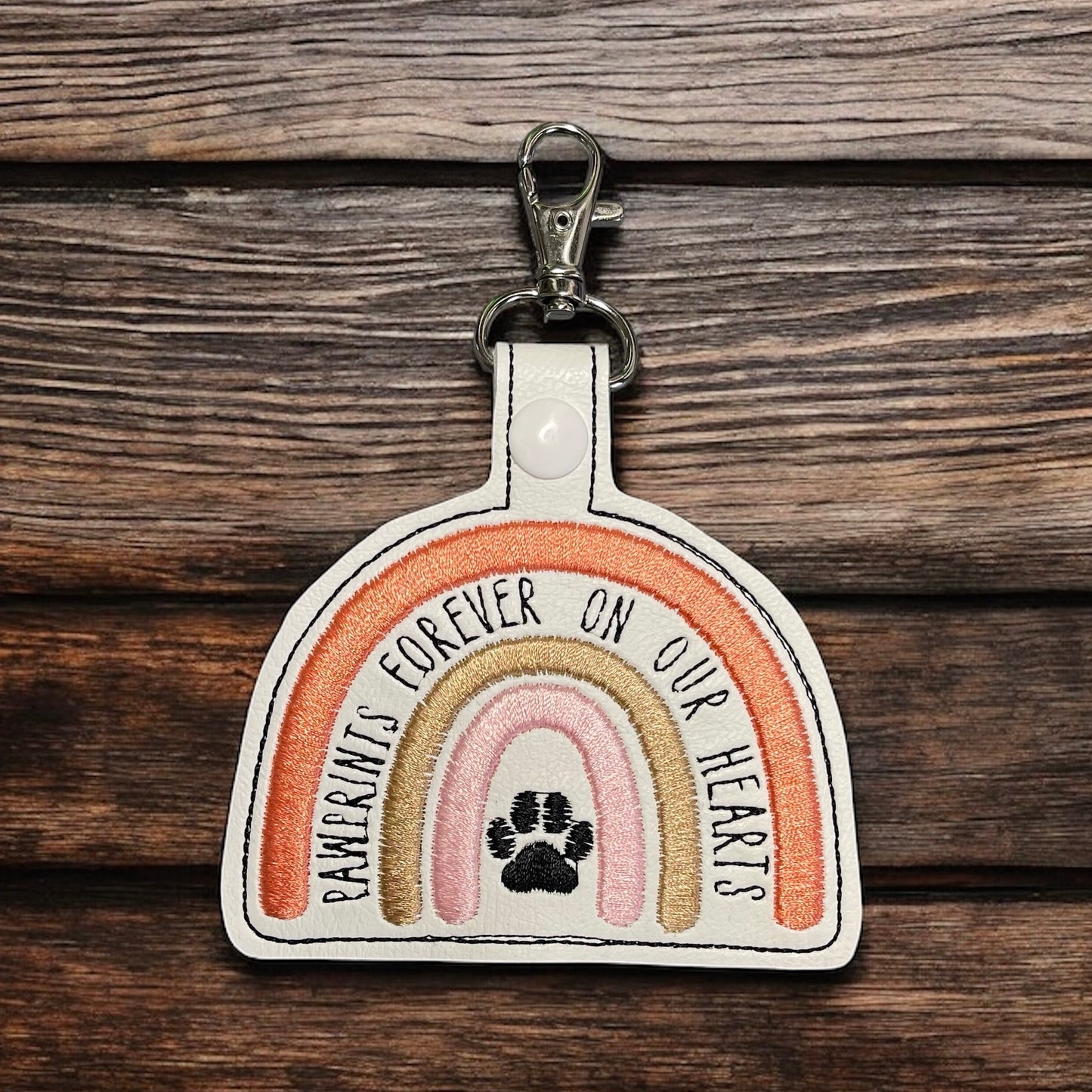 Pawprints Forever on our Hearts Embroidered Keychain
