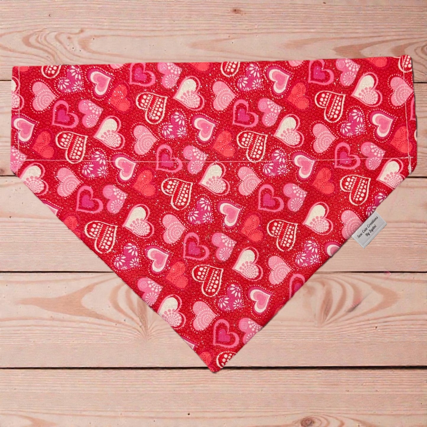 Red Glitter Hearts Bandana