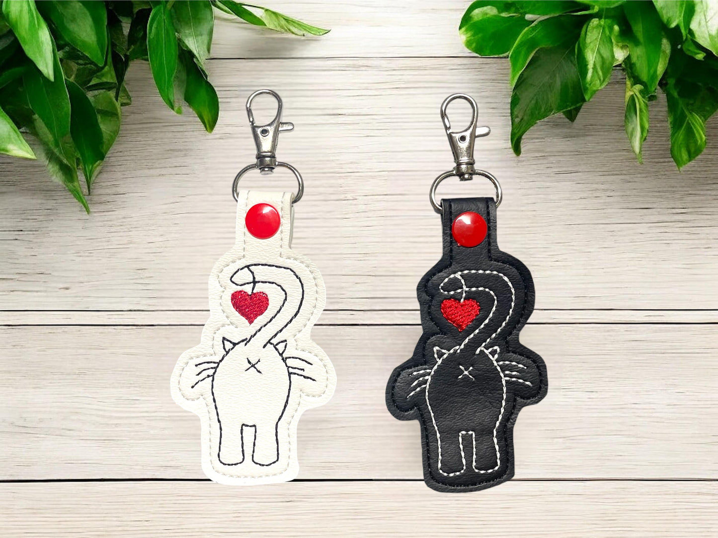 Cat Butt Embroidered Keychain (Black)