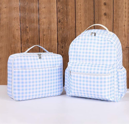 Embroidered Gingham Ruffle Bookbag