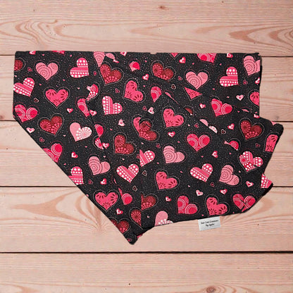 Black Glitter Hearts Bandana