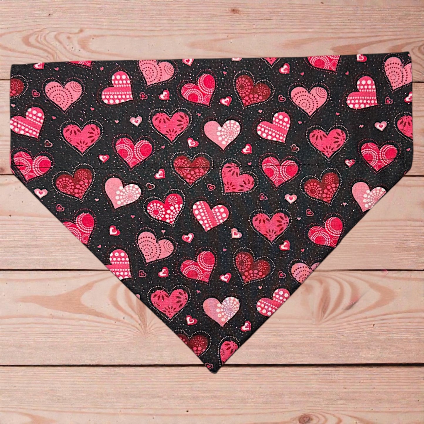 Black Glitter Hearts Bandana