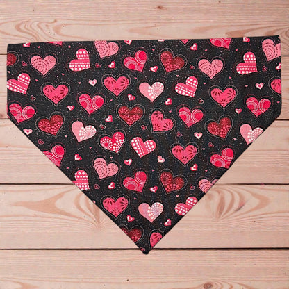 Black Glitter Hearts Bandana