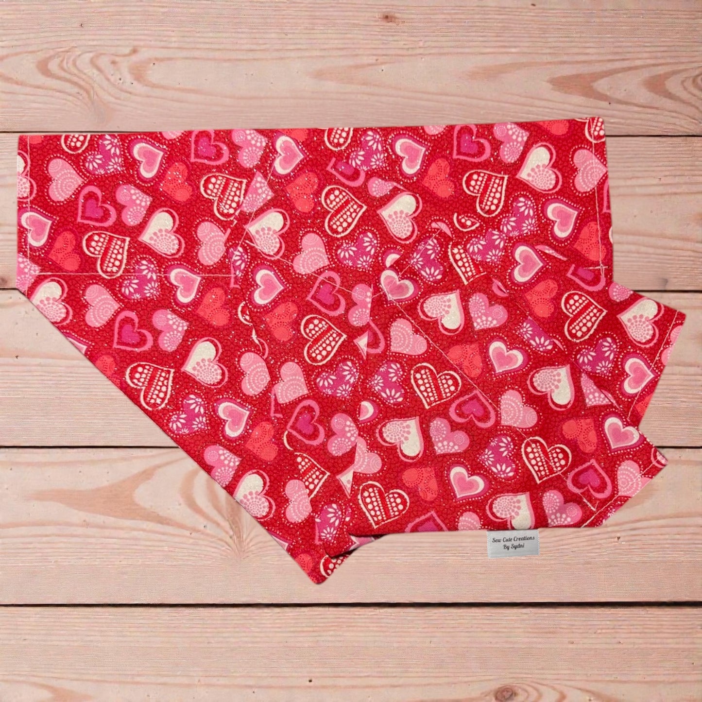 Red Glitter Hearts Bandana