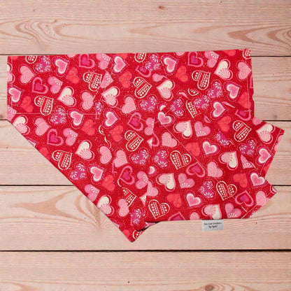 Red Glitter Hearts Bandana