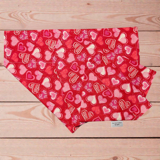 Red Glitter Hearts Bandana